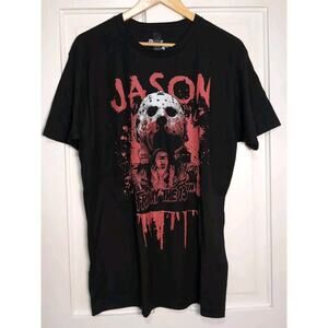 Friday the 13th JASON Voorhees Black T-Shirt Men's L Movie (1068)